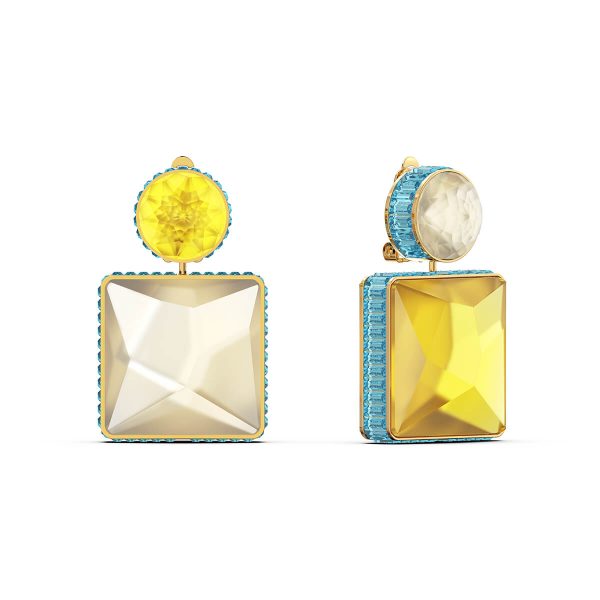 Swarovski Orbita Earrings, Asymmetrical, Square Cut Crystal, Multicolored 5600522