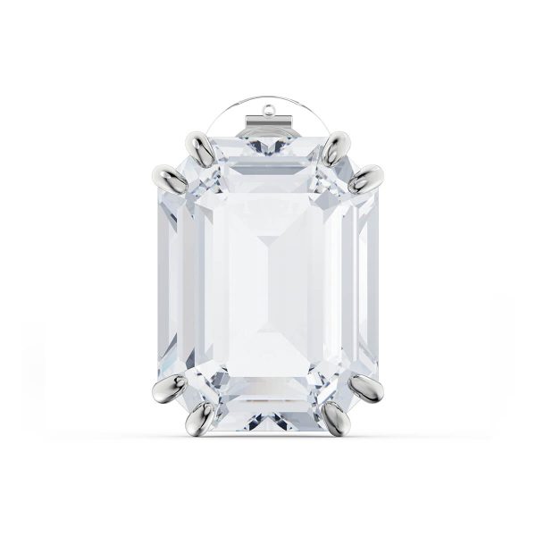 Swarovski Mesmera Clip Earrings, Single, Octagon Cut Crystal, White, Rhodium Plated 5600860