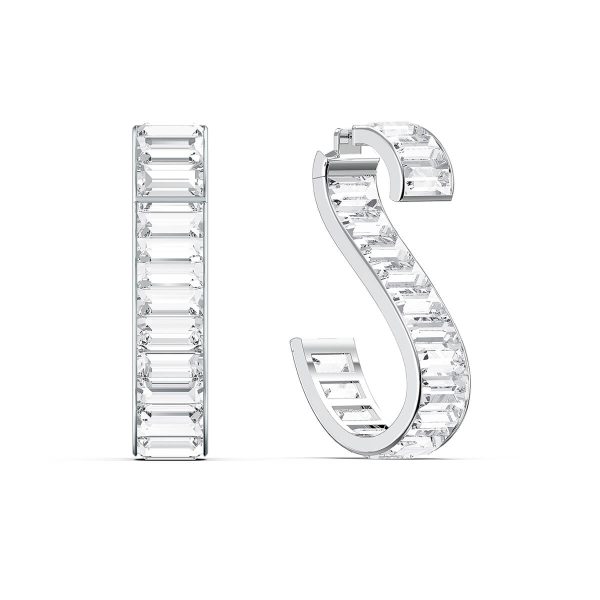 Swarovski Matrix Earrings, White, Rhodium Plated 5600973