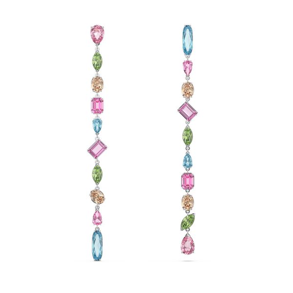 Swarovski Gema Drop Earrings, Extra Long, Multicolored, Rhodium Plated 5600979