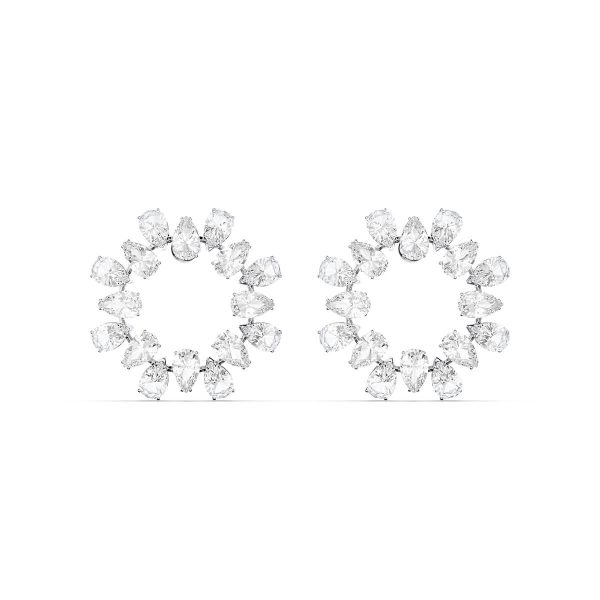 Swarovski Millenia Earrings, Circle, White, Rhodium Plated 5601509