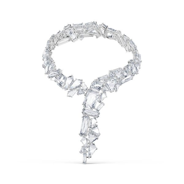Swarovski Mesmera Necklace, Oversized Crystals, White, Rhodium Plated 5601526