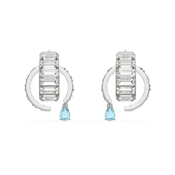 Swarovski Matrix Earrings, White, Rhodium Plated 5601630