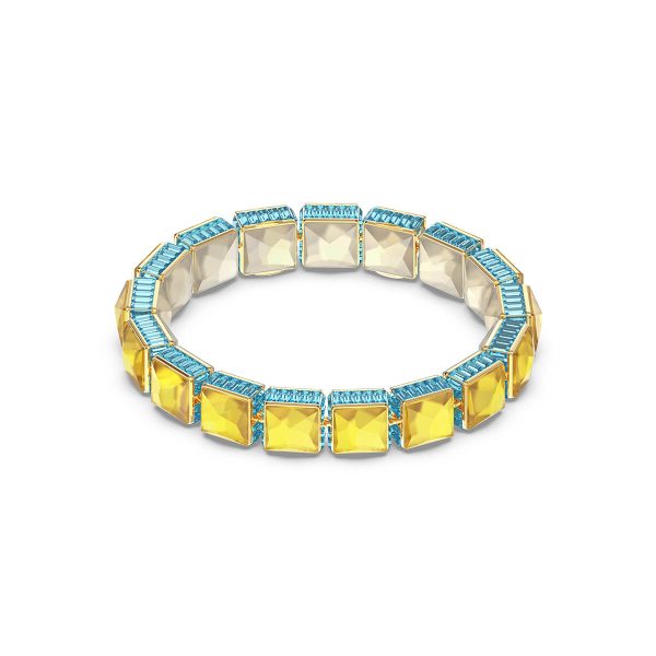 Swarovski Orbita Bracelet, Square Cut Crystal, White, Gold-Tone Plated 5601885