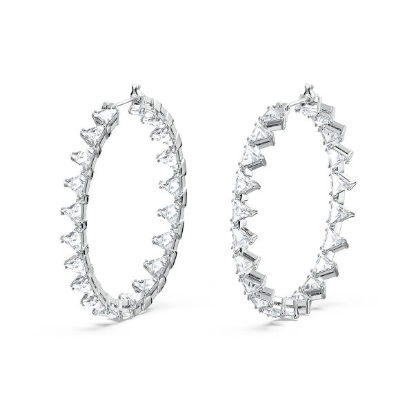 Swarovski Millenia Hoop Earrings, Triangle Zirconia, Multicolored, Rhodium Plated 5602230
