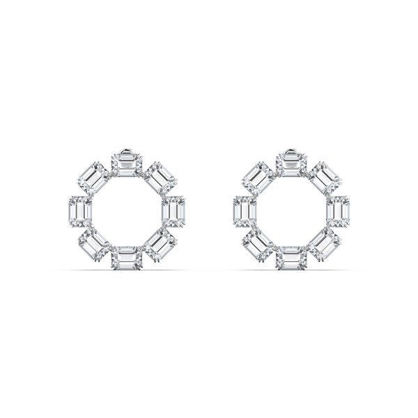 Swarovski Millenia Earrings, Circle, White, Rhodium Plated 5602780