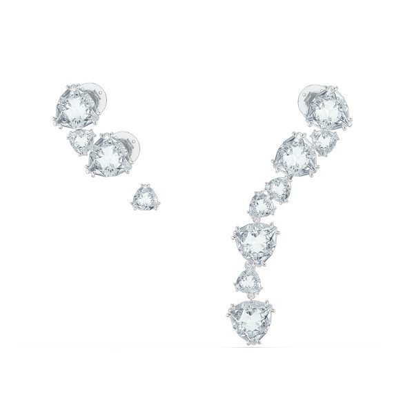 Swarovski Millenia Ear Cuff, Single, Asymmetrical, Set, White, Rhodium Plated, Crystal 5602846