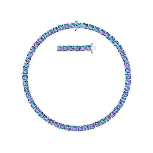 Swarovski Millenia Necklace, Square cut Zirconia, Purple, Rhodium Plated 5608357