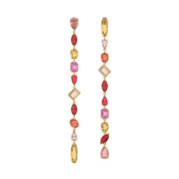 Swarovski Gema Drop Earrings, Extra Long, Multicolored, Gold-Tone Plated 5610725