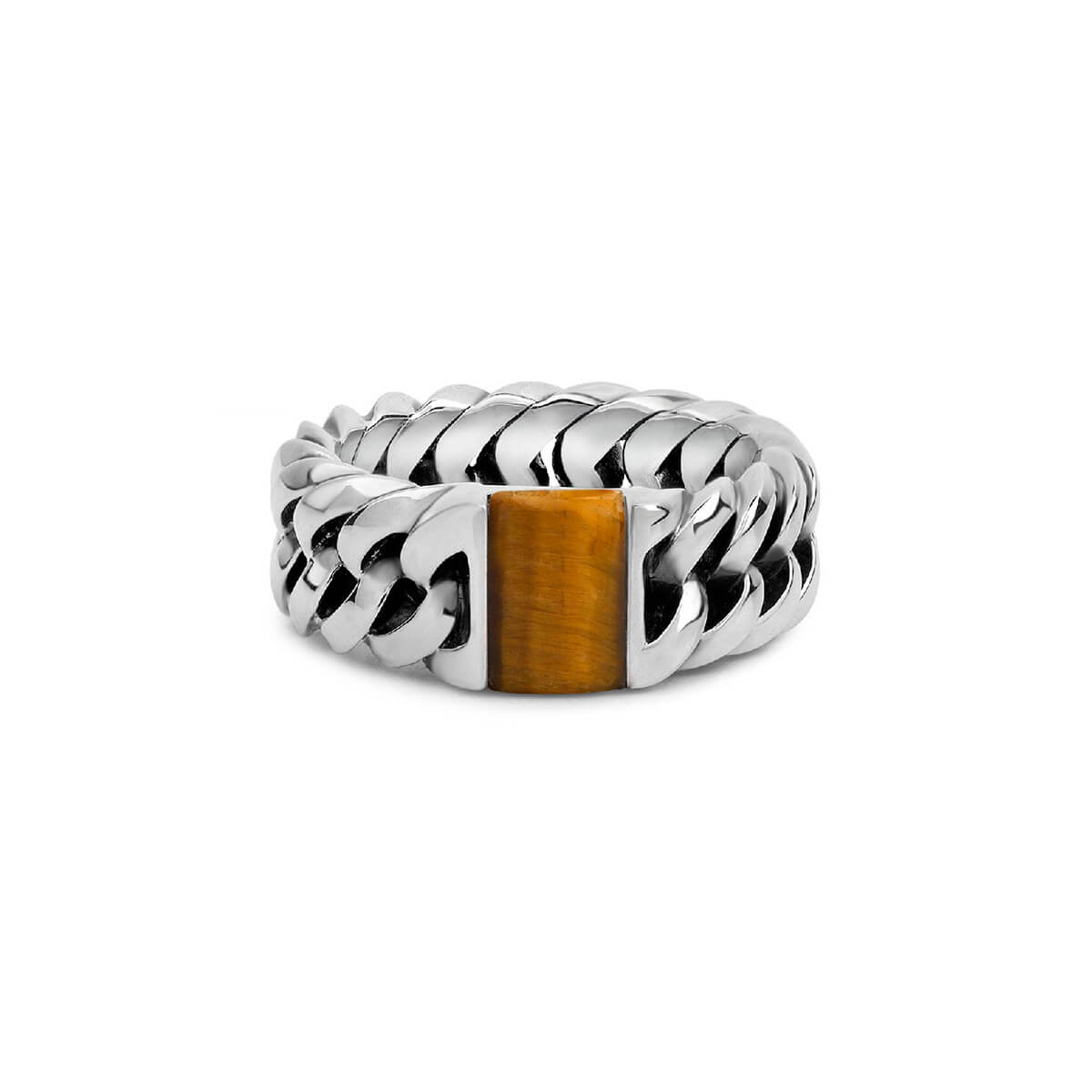 Buddha to Buddha Chain Stone Tiger Eye Silver Ring 603 TI