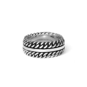 Buddha to Buddha Chain Texture Silver Ring 788 3