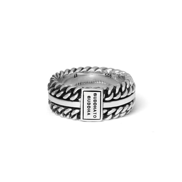 Buddha to Buddha Chain Texture Silver Ring 788