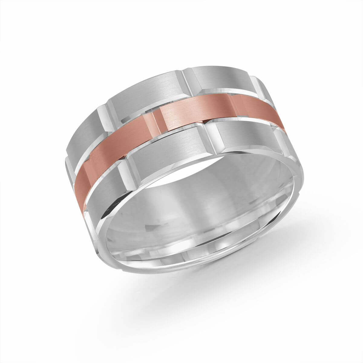 Mardini 11mm Men's Wedding Band in 10K White Pink Gold FJM-002-11WP