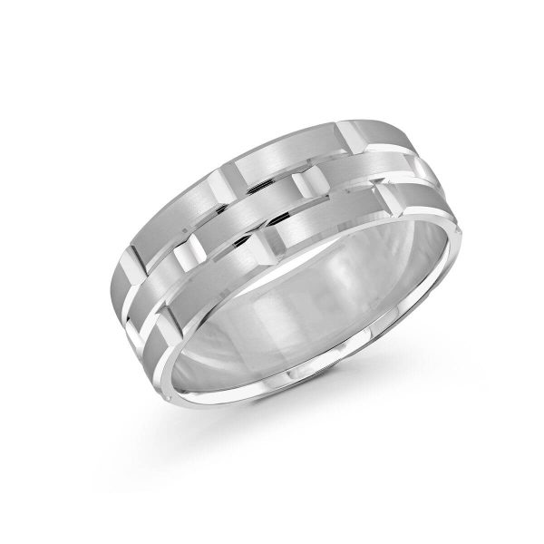 Mardini 8mm Men's Wedding Band in 10K White Gold FJM-002-8W