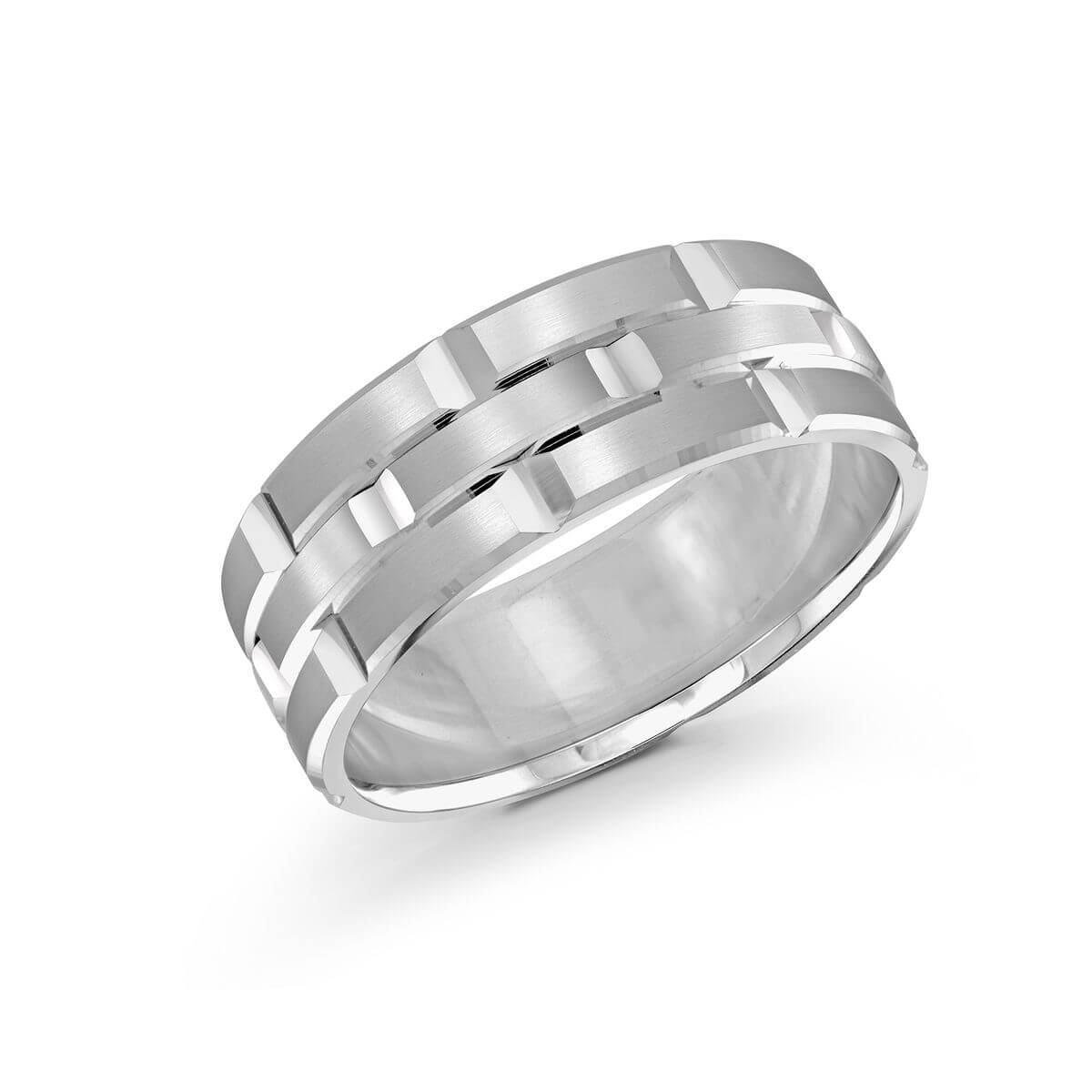 Mardini 8mm Men's Wedding Band in 10K White Gold FJM-002-8W