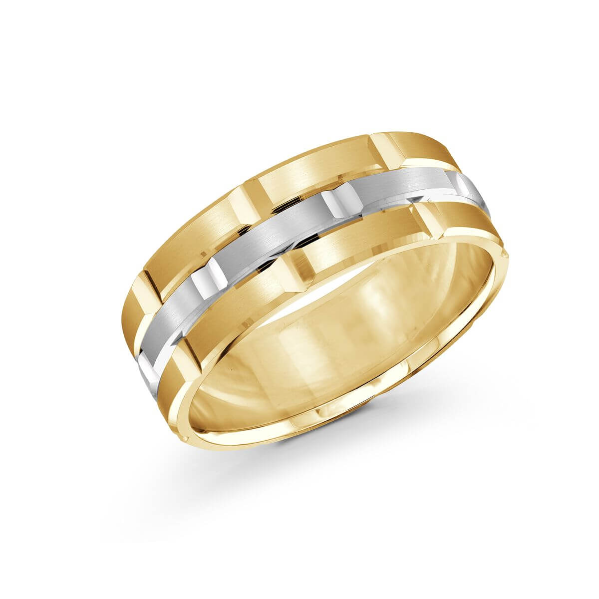 Mardini 8mm Men's Wedding Band in 10K Yellow White Gold FJM-002-8YW