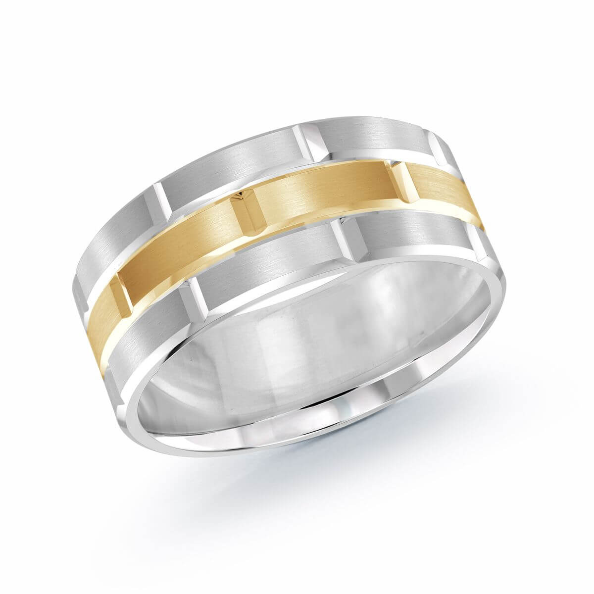 Mardini 9mm Men's Wedding Band in 10K White Yellow Gold FJM-002-9WY