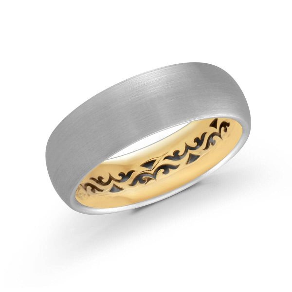 Mardini 7mm Men's Wedding Band in 10K White Yellow Gold FJM-007-7WZY