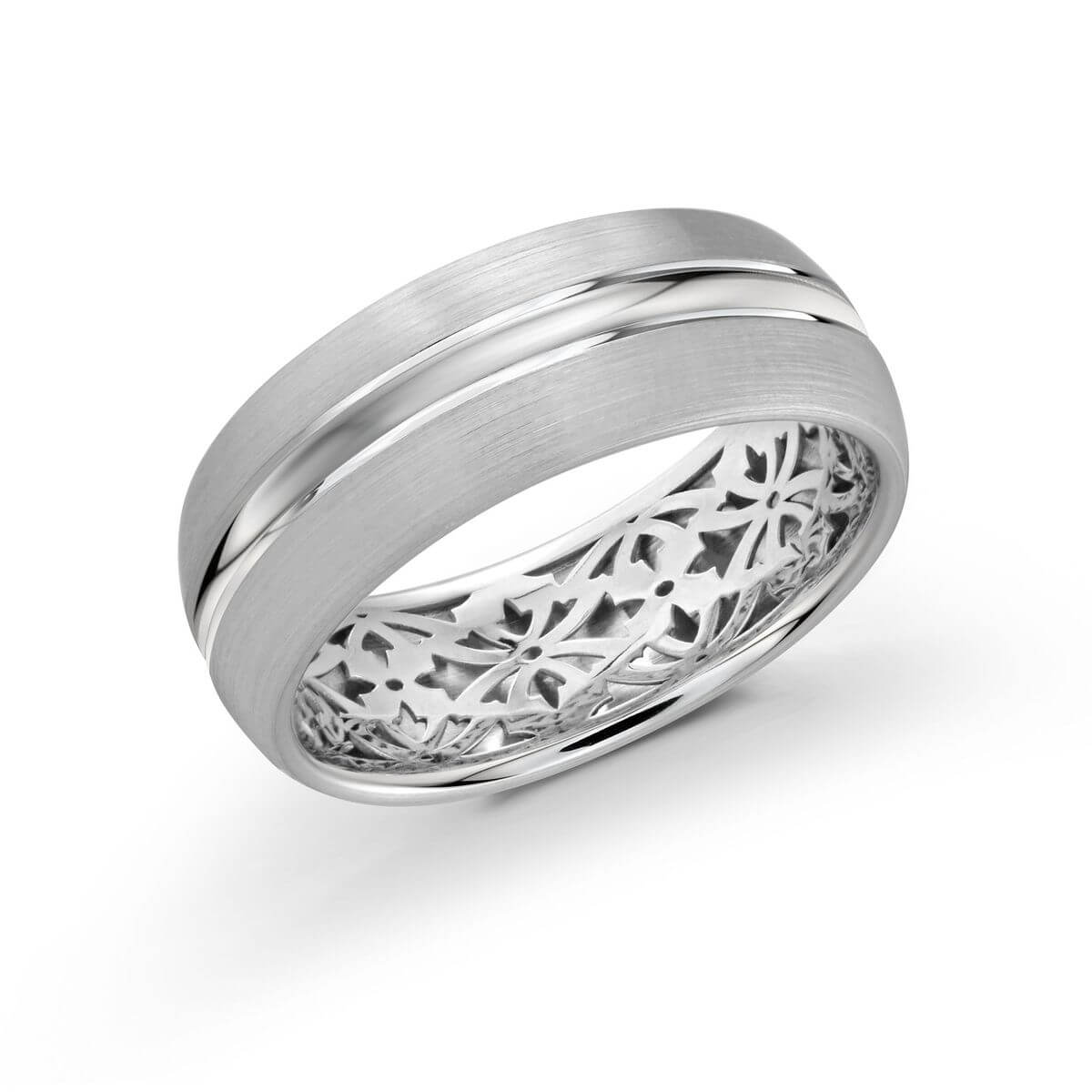 FJM-017-8W Mardini 8mm Men's Wedding Band in 10K White Gold FJM-017-8W
