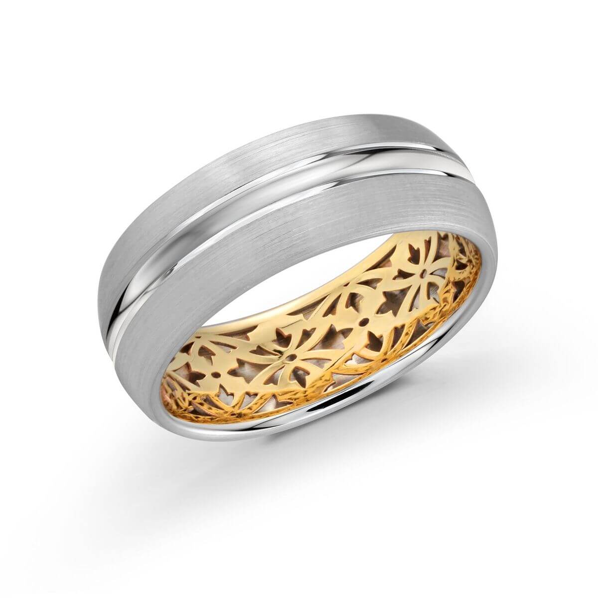 FJM-017-8WZY Mardini 8mm Men's Wedding Band in 10K White Yellow Gold FJM-017-8WZY