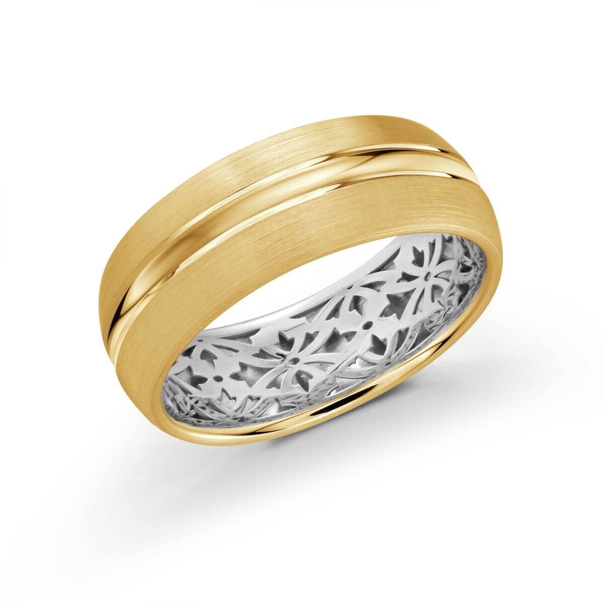 FJM-017-8YZW Mardini 8mm Men's Wedding Band in 10K Yellow White Gold FJM-017-8YZW