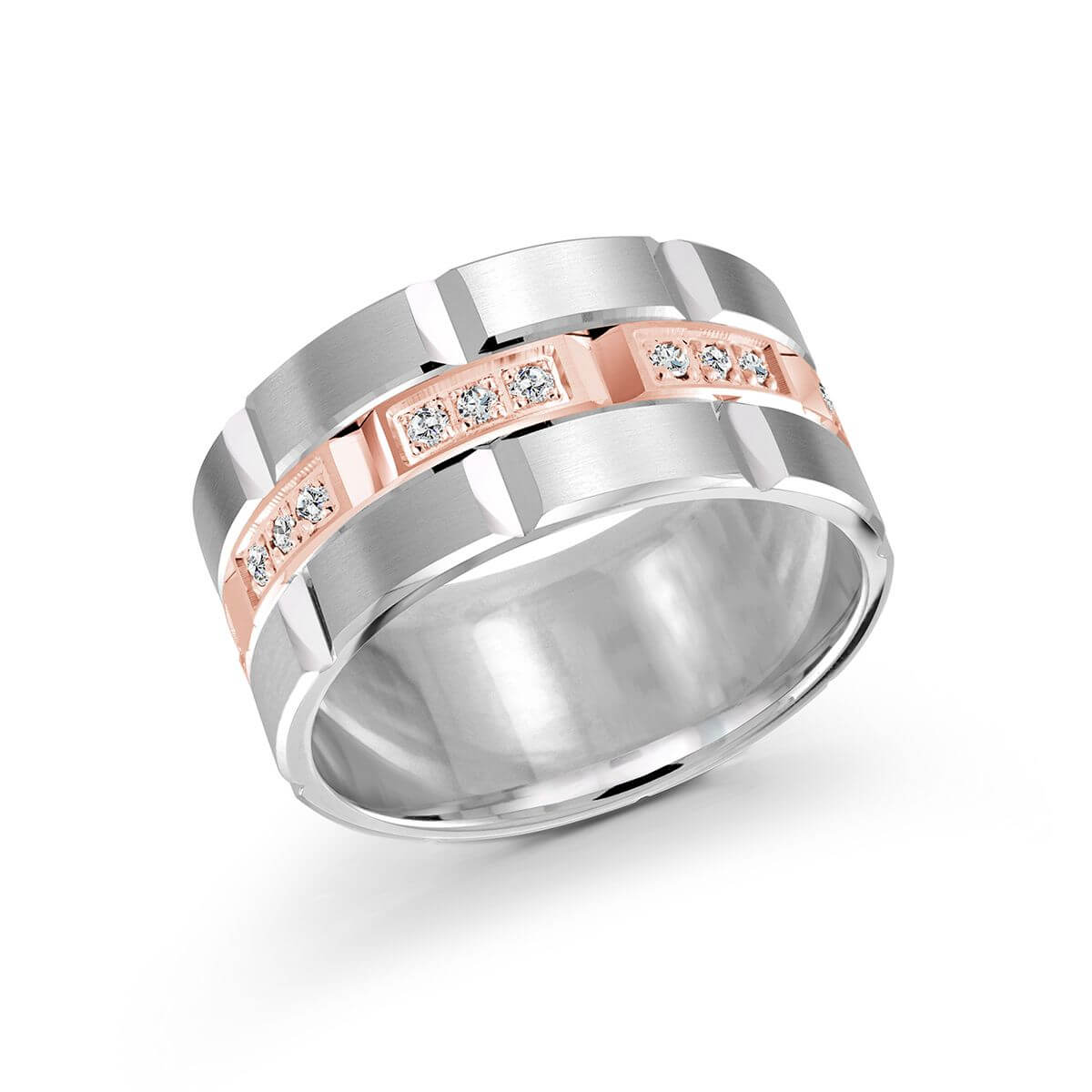 FJMD-002-11WP36 Mardini 11mm Men's Wedding Band in 10K White Pink Gold FJMD-002-11WP36
