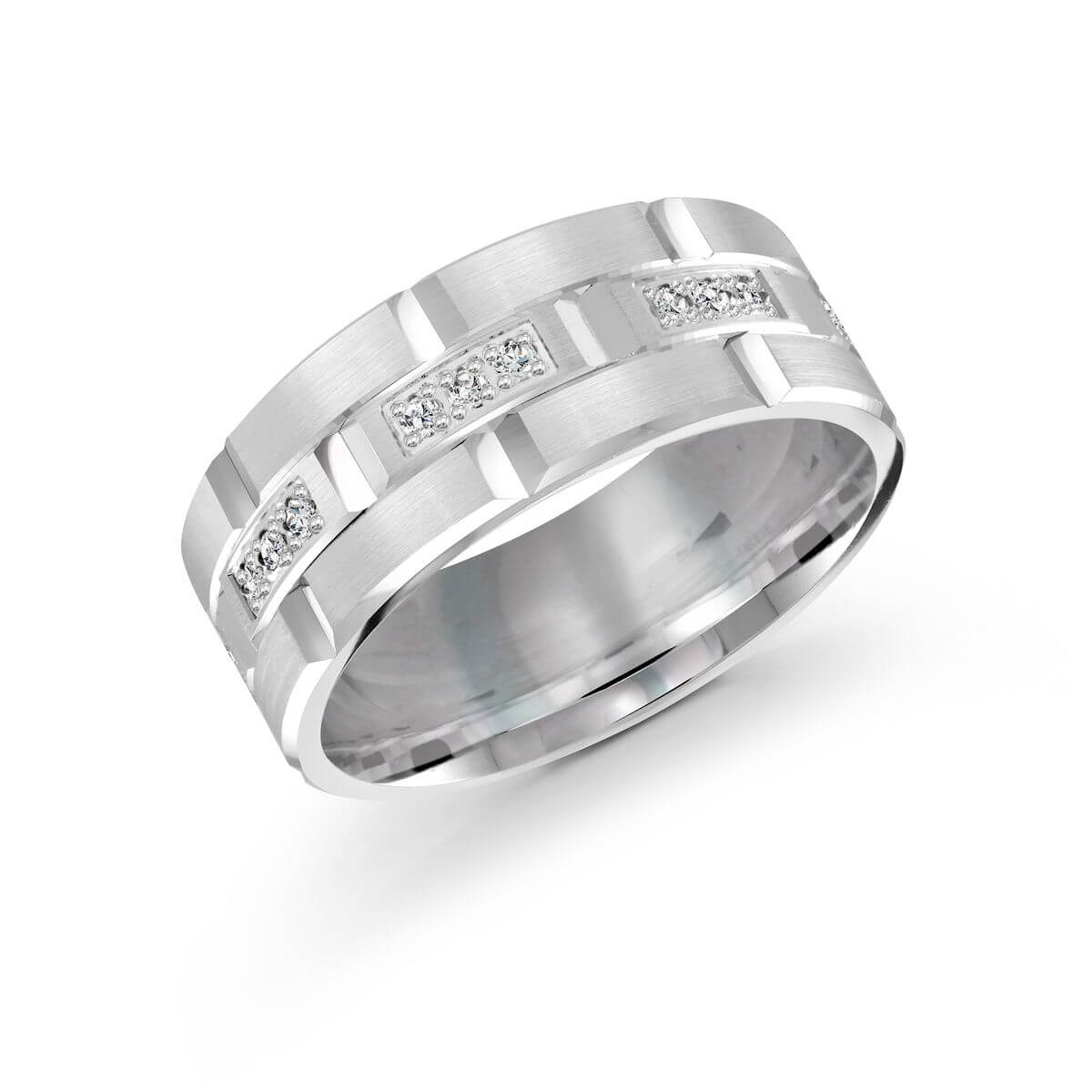 FJMD-002-9W36 Mardini 9mm Men's Wedding Band in 10K White Gold FJMD-002-9W36