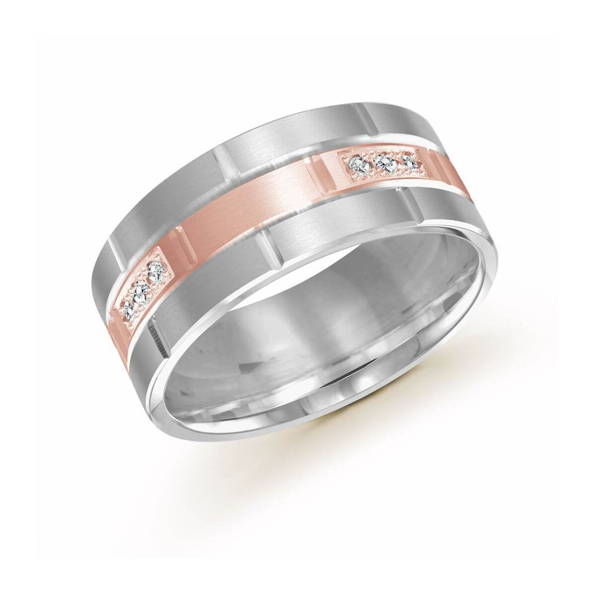 Mardini 9mm Men's Wedding Band in 10K White Pink Gold FJMD-002-9WP18