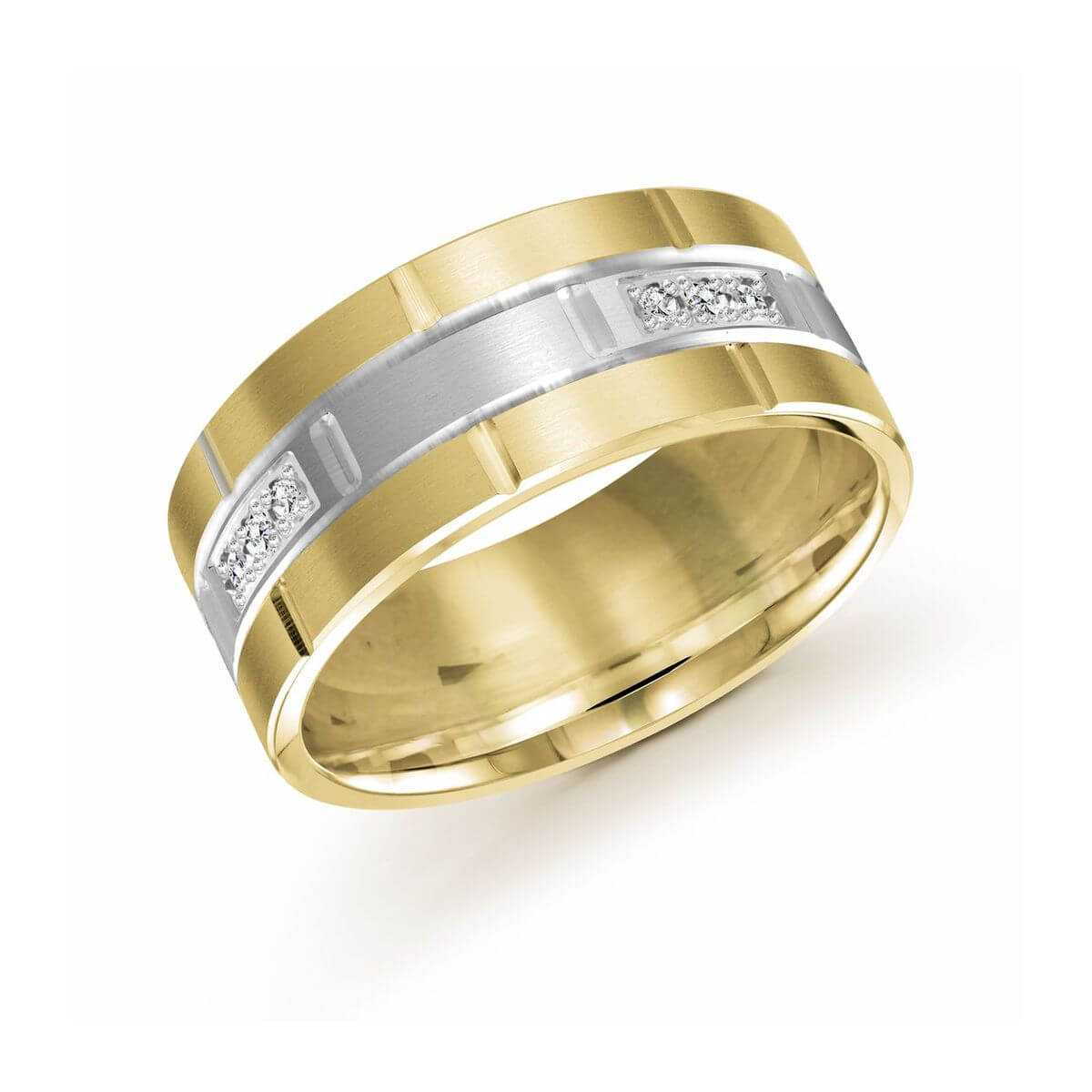 FJMD-002-9YW18 Mardini 9mm Men's Wedding Band in 10K Yellow White Gold FJMD-002-9YW18