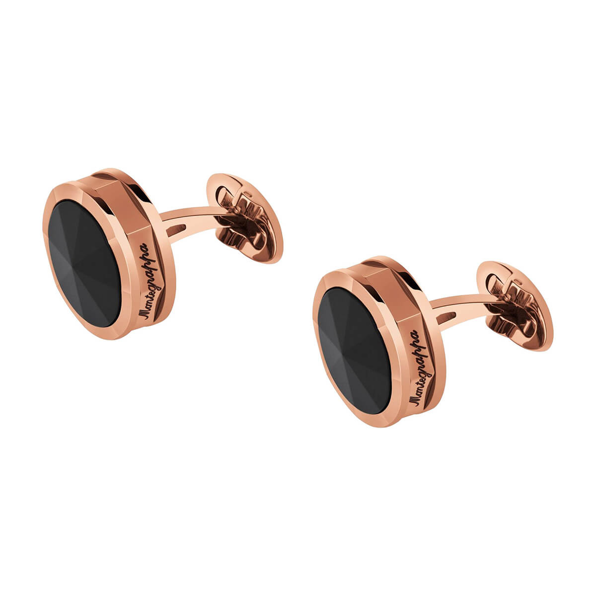 Montegrappa Nerouno Cufflinks Rose Gold with Onyx Inlay IDNRCLOS