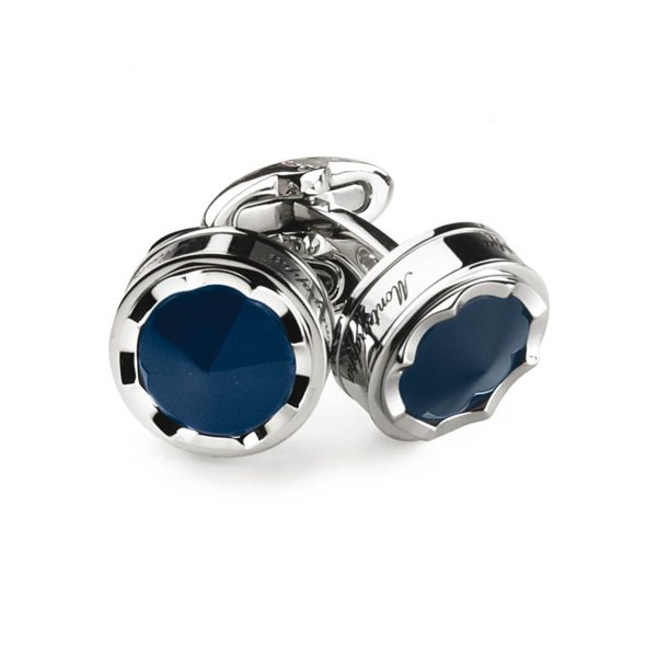 Montegrappa Parola Cufflinks Stainless Steel Navy Blue IDWOCLID
