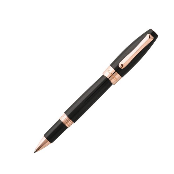 Montegrappa Fortuna Rose Gold Trim Rollerball Pen Black ISFORRRC