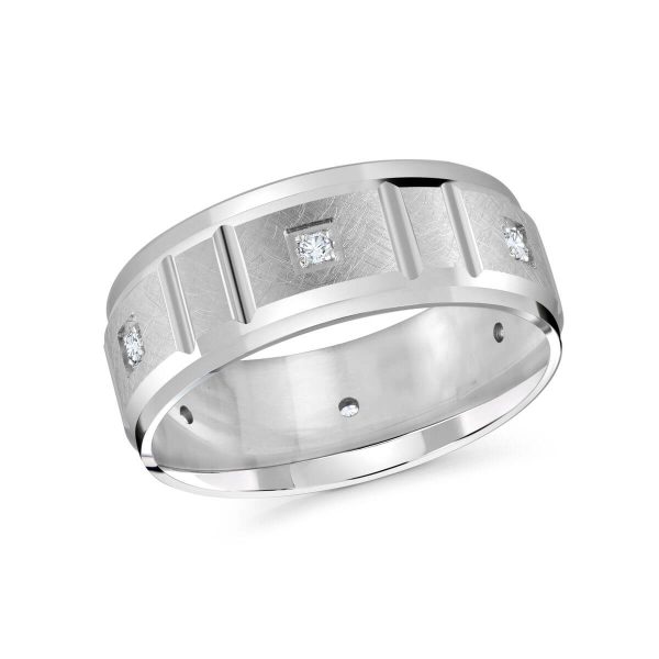 Malo 8mm Diamond Wedding Band in 10K White Gold JMD-1091-8W9