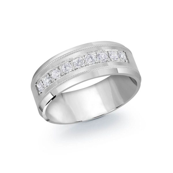 Malo 8mm Diamond Wedding Band in 10K White Gold JMD-1095-8W45