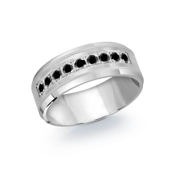 Malo 8mm Diamond Wedding Band in 10K White Gold JMD-1095-8W45B