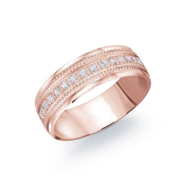 Malo 7mm Diamond Wedding Band in 10K Pink Gold JMD-1098-7P23