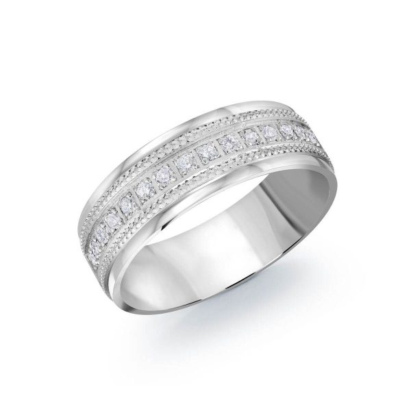 Malo 7mm Diamond Wedding Band in 10K White Gold JMD-1098-7W23