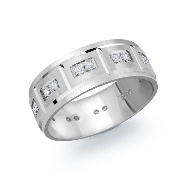 Malo 8mm Diamond Wedding Band in 10K White Gold JMD-1102-8W30
