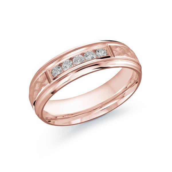 Malo 7mm Diamond Wedding Band in 10K Pink Gold JMD-407-7P25