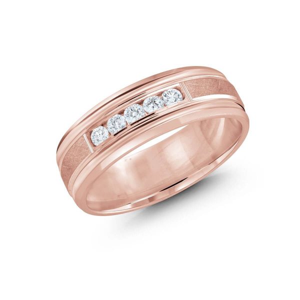 Malo 7mm Diamond Wedding Band in 10K Pink Gold JMD-471-7P25