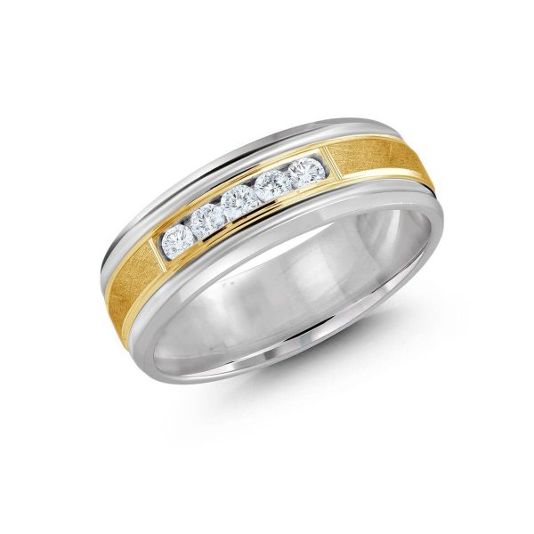 Malo 7mm Diamond Wedding Band in 10K White Yellow Gold JMD-471-7WY25