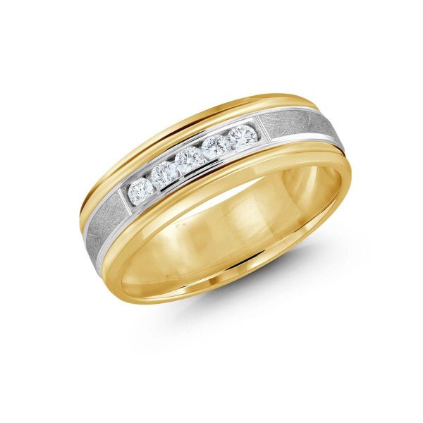Malo 7mm Diamond Wedding Band in 10K Yellow White Gold JMD-471-7YW25