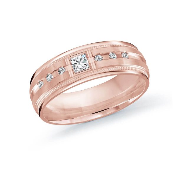 Malo 7mm Diamond Wedding Band in 10K Pink Gold JMD-503-7P20