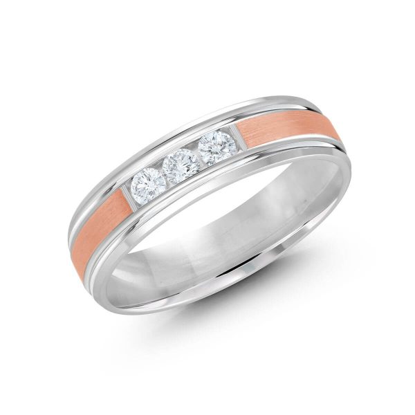 Malo 6mm Diamond Wedding Band in 10K White Pink Gold JMD-520-6WP21