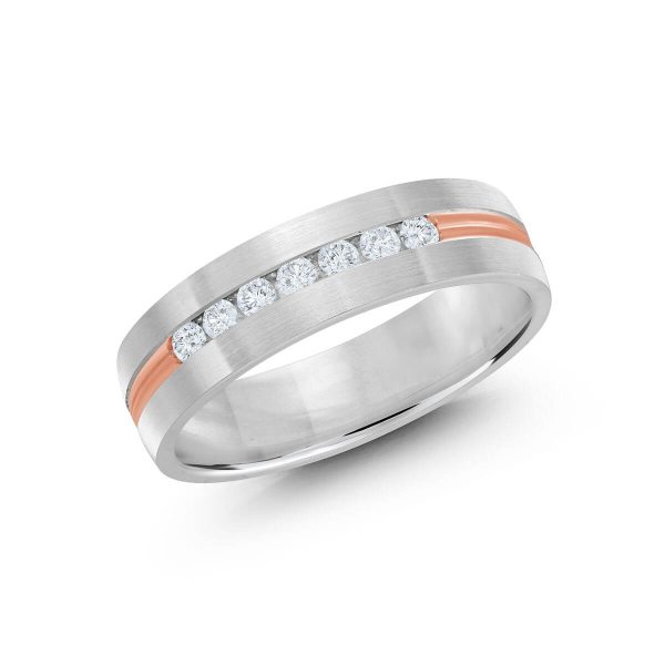 Malo 6mm Diamond Wedding Band in 10K White Pink Gold JMD-537-6WP25