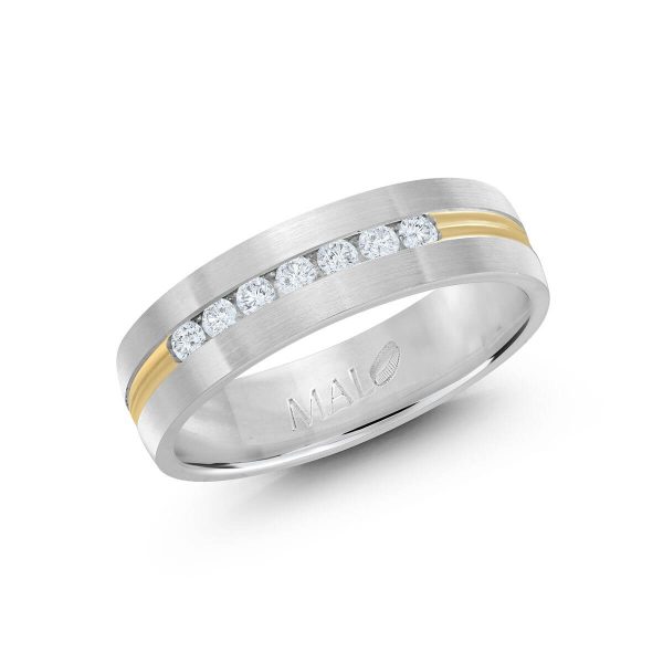 Malo 6mm Diamond Wedding Band in 10K White Yellow Gold JMD-537-6WY25