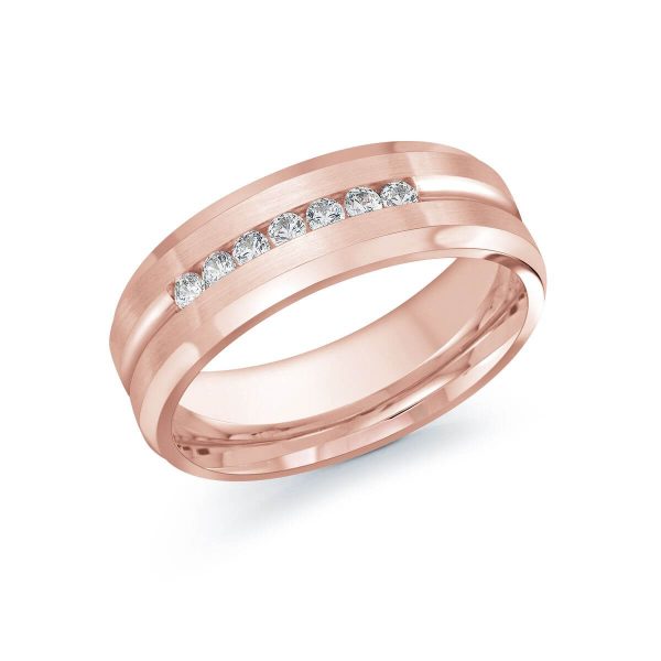 Malo 7mm Diamond Wedding Band in 10K Pink Gold JMD-599-7P25