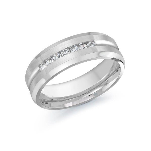 Malo 7mm Diamond Wedding Band in 10K White Gold JMD-599-7W25