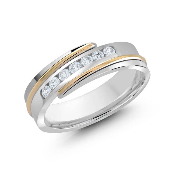 Malo 7mm Diamond Wedding Band in 10K White Yellow Gold JMD-634-7WY25