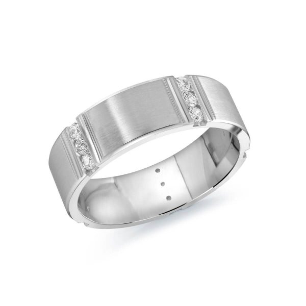 Malo 7mm Diamond Wedding Band in 10K White Gold JMD-658-7W45